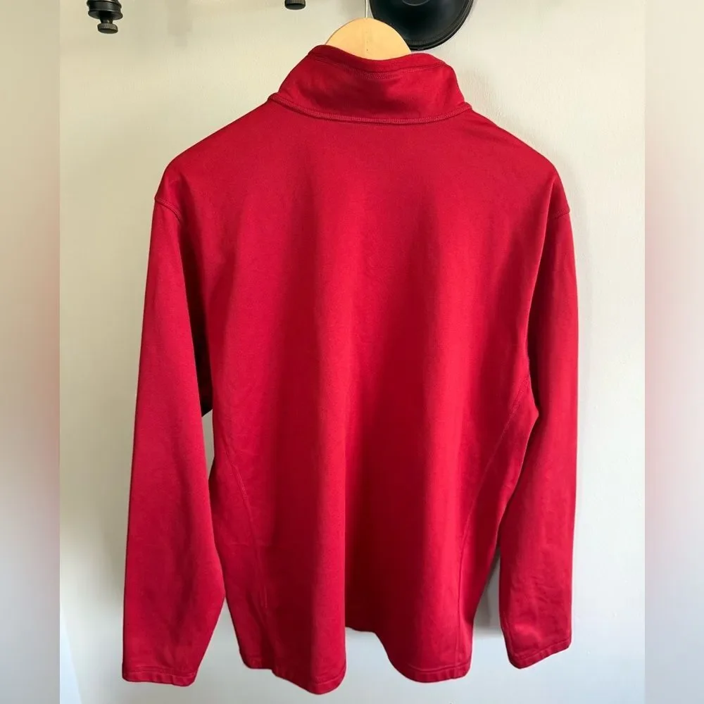 The North Face Men’s Red Logo Quarter-Zip Sweatshirt Fleece Pullover, XL
